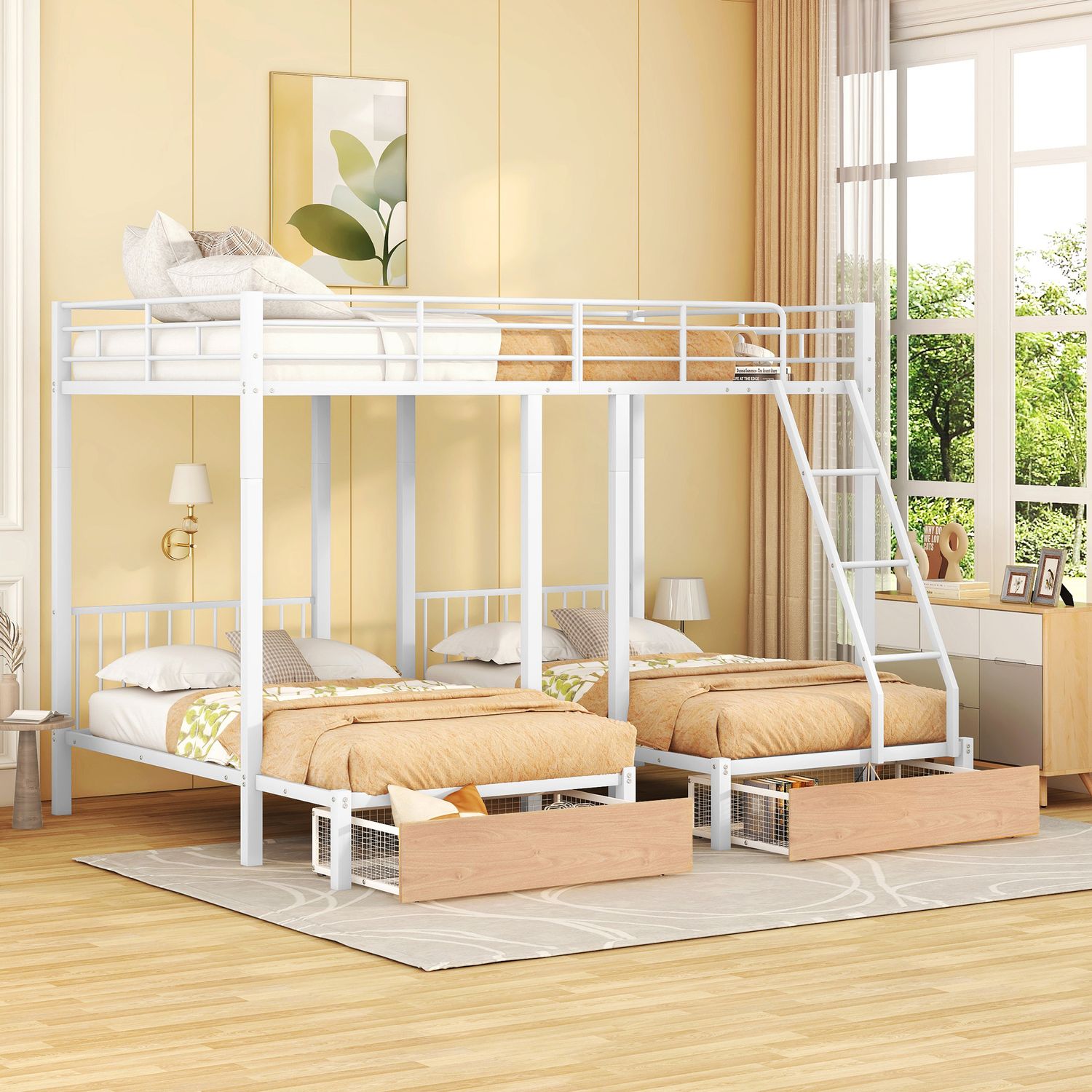 Full Over Twin & Twin Bunk Bed - White