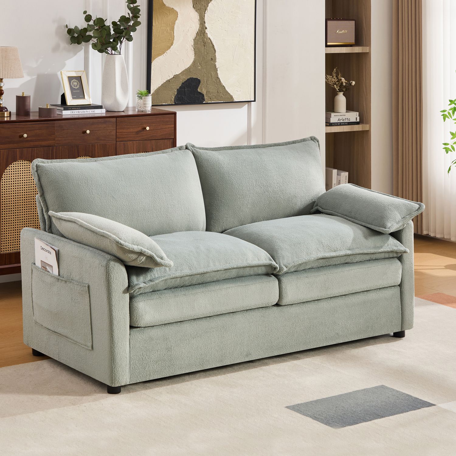 Modern Loveseat Sofa 67.7 Modern Loveseat Sofa 67.7" Soft Plush Upholstered Sofa Couch wi