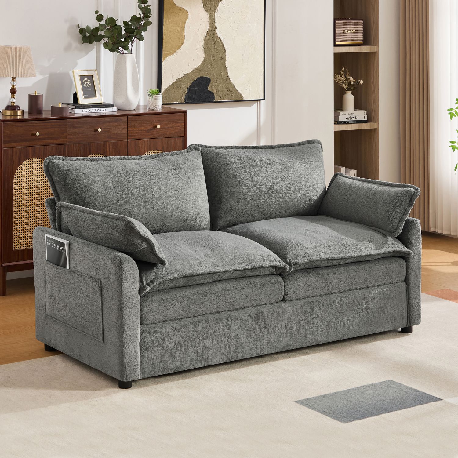 Modern Loveseat Sofa 67.7 Modern Loveseat Sofa 67.7" Soft Plush Upholstered Sofa Couch wit
