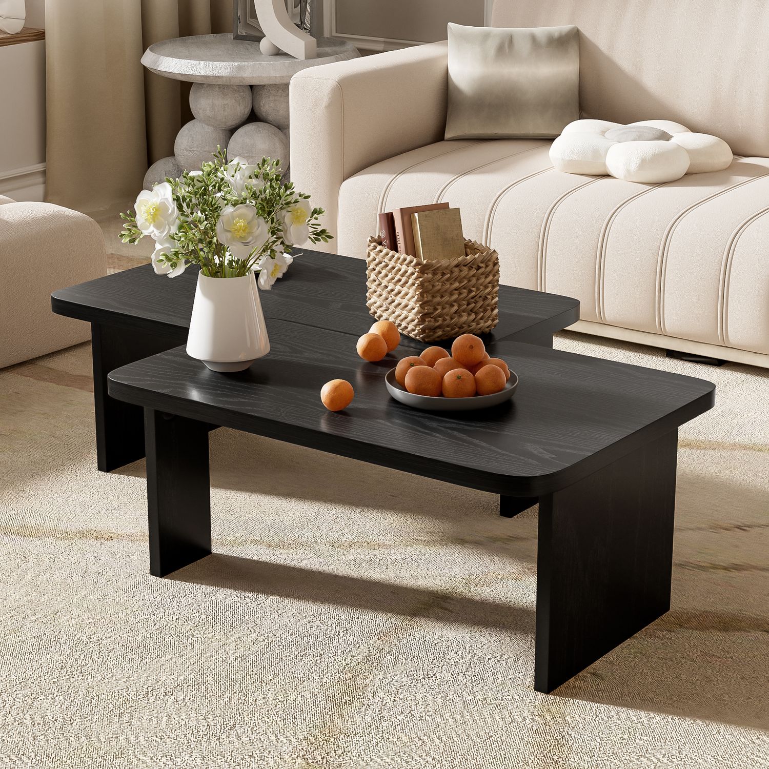 U - Can Modern Minimalist Coffee Table Set - Black U - Can Modern Minimalist Coffee Table Set - Black