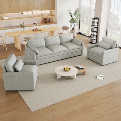 Cozy Upholstered Sofa Set Oversized Comfy Cloud Sofa Double Cushion Cozy Upholstered Sofa Set Oversized Comfy Cloud Sofa Double Cushion
