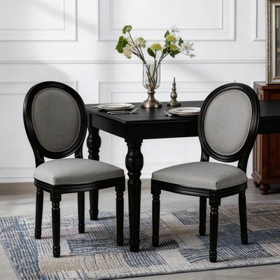 French Country Dining Chairs Set of 2 - Light Gray
