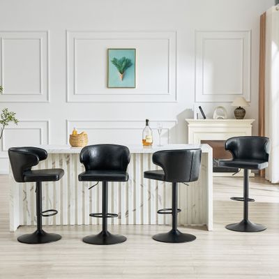 Modern rotating adjustable bar chair - Black