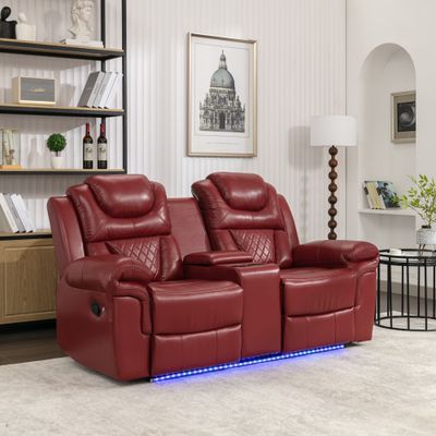 Home Theater Seating Manual Recliner Loveseat with Hide - Away Storage