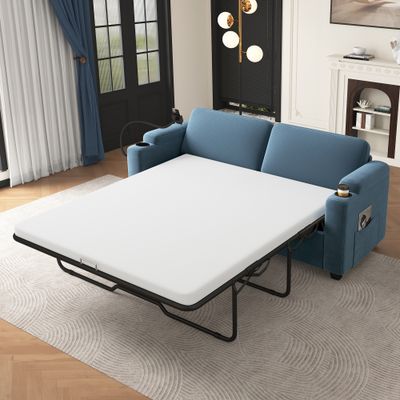72.8 Corduroy Sleeper Sofa Loveseat Sofa with Full - 72.8x30.71x33IN