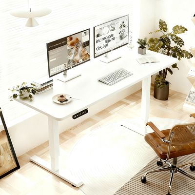 55 55"×24" White Double Beam Electric Standing Desk Height Adjustable