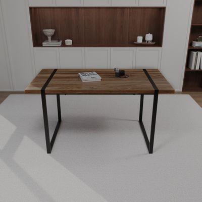 59 dining table modern industrial rectangular MDF natural wood