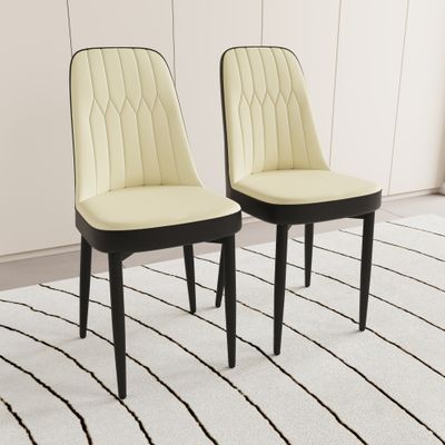A set of 2 dining chair, modern style chair made of high - quality PU