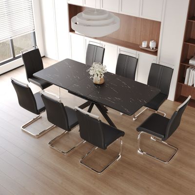 62.4" extendable 78.15" dining Table Set for 6 - 8 - W2189S00125