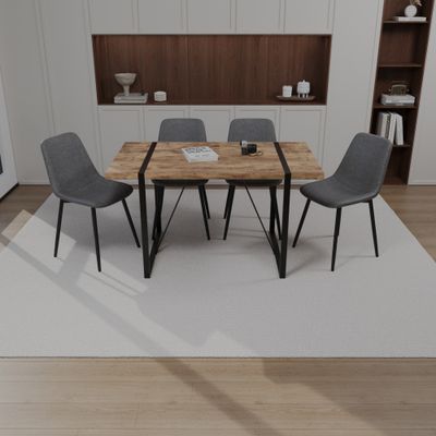 55 MDF dark wood dining table and modern dining chair - Model