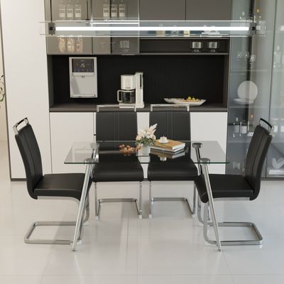 51" Glass Dining Table Set for 4 - Transparent - Model W2189S00271