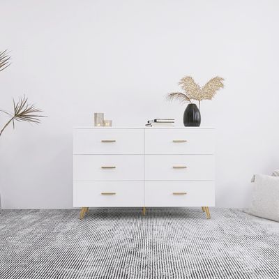 High Glossy Surface 6 Drawers Chest of Drawer with Golde - White High Glossy Surface 6 Drawers Chest of Drawer with Golde - White