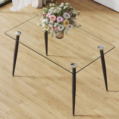 Modern rectangular glass dining table - Black, Transparent