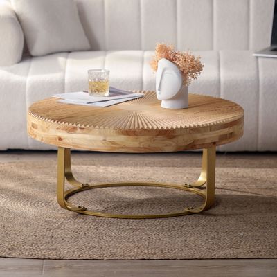 Modern round coffee table Wooden carving pattern coffee table with Modern round coffee table Wooden carving pattern coffee table with
