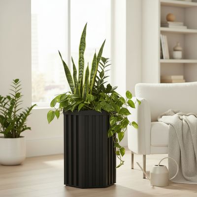 Hexagon Column Planter MD - Dark Bronze - Dark Brown Hexagon Column Planter MD - Dark Bronze - Dark Brown