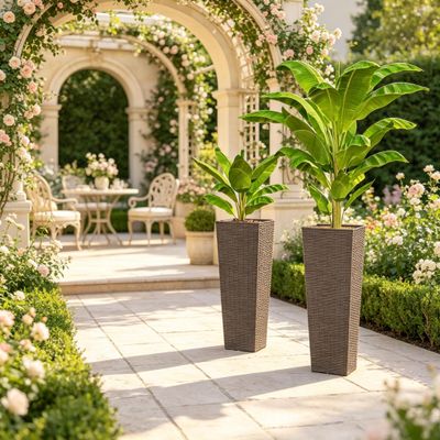 Elegant Style Flowerpot Pair - Brown Elegant Style Flowerpot Pair - Brown