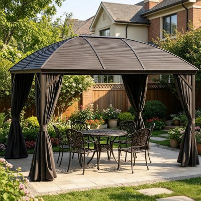 Garden Hardtop Gazebo, Metal Gazebo Canopy, Outdoor Gazebo - Dark Gray Garden Hardtop Gazebo, Metal Gazebo Canopy, Outdoor Gazebo - Dark Gray