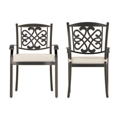 4 - Piece Cast Aluminum Diagonal - Mesh Vines Backrest Dining Chairs