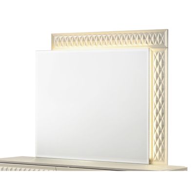 Stanley Modern LED Bedroom Mirror with Gray Crocodile Texture Frame Stanley Modern LED Bedroom Mirror with Gray Crocodile Texture Frame