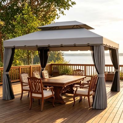 Terrace Gazebo, Outdoor Gazebo, Multi - Mode Patio Canopy Tent - Light