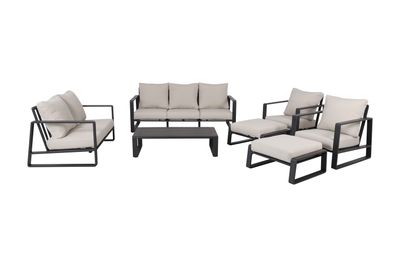 7 - piece Luxury Dark Grey Aluminum Patio Furniture Set With Beige 7 - piece Luxury Dark Grey Aluminum Patio Furniture Set With Beige