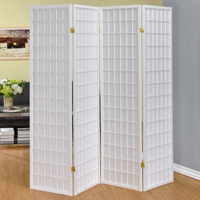 Sartre White 4 - Panel Room Divider Folding Shoji Screen