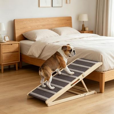 Foldable Pet Ramp, Cat Ramp, Dog Ramp - Gray, Natural
