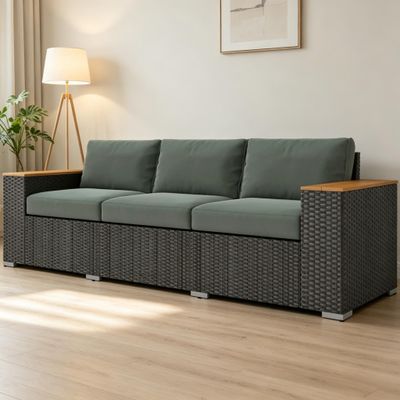 Wicker Couch, Soft 3 - Seat Sofa, Outdoor Sofa, Classic Couch - Brown Wicker Couch, Soft 3 - Seat Sofa, Outdoor Sofa, Classic Couch - Brown