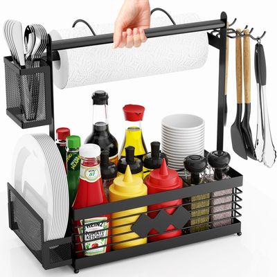 Picnic Utensil Condiment Kitchen Organizer for Camper - Black Picnic Utensil Condiment Kitchen Organizer for Camper - Black