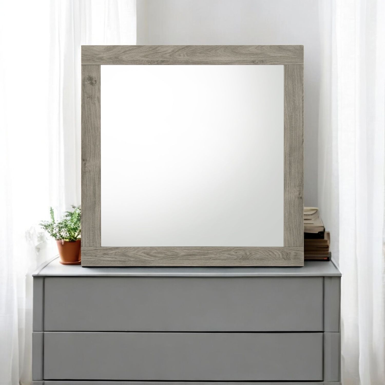 Mari Light Gray Finish Mirror Mari Light Gray Finish Mirror