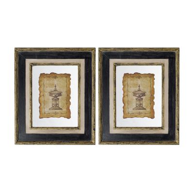 18x22" Lucian Framed Antiqued Sculpture Print, 2 Piece - Multicolor