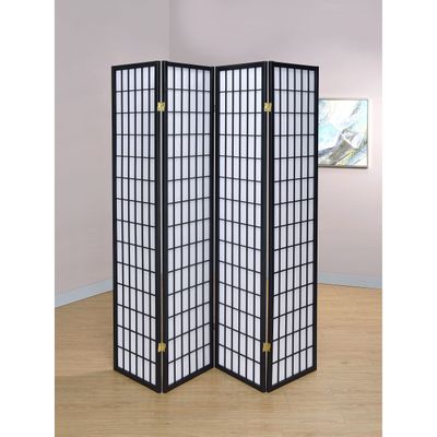 Sartre Black 4 - Panel Room Divider Folding Shoji Screen