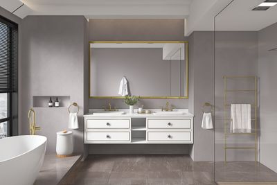 84 x 48 84 x 48" Bathroom Mirror With Aluminum Frame - Brushed Gold