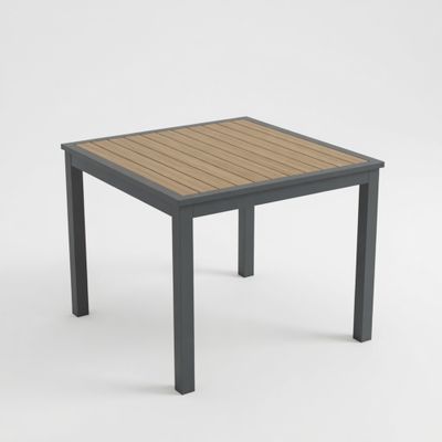 35.4” Grey Aluminum Outdoor Square Patio Table - All Weather HDPS