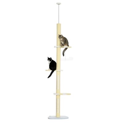 PawHut 4 - Tier Tall Cat Tower - Yellow