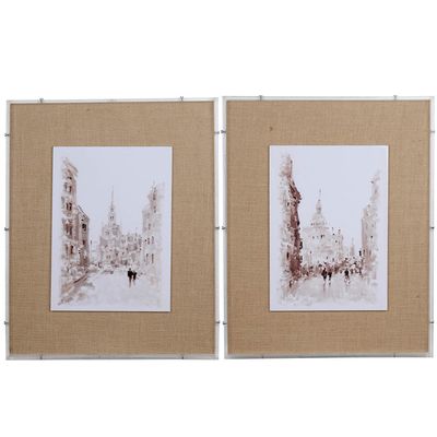 S/2 European Cities Watercolor Framed Prints, 24X30" - Brown