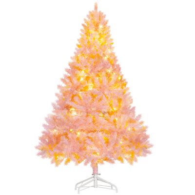 HOMCOM 6' Tall Prelit Christmas Tree Douglas Fir Artificial Christmas