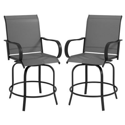 Outsunny Outdoor Bar Stools with Armrests - Gray