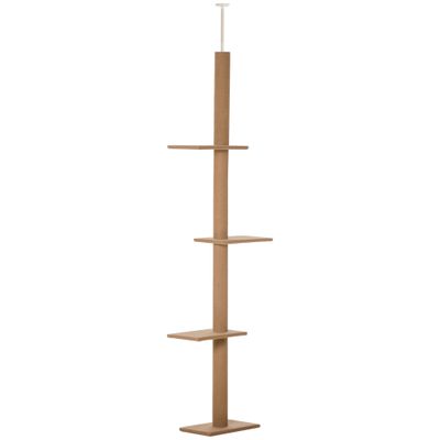 PawHut Floor - to - Ceiling Cat Tree Cat Climbing Tower with Sisal