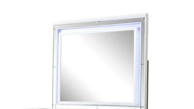 Sterling Mirror Framed LED Mirror Made With Wood in White Color Sterling Mirror Framed LED Mirror Made With Wood in White Color
