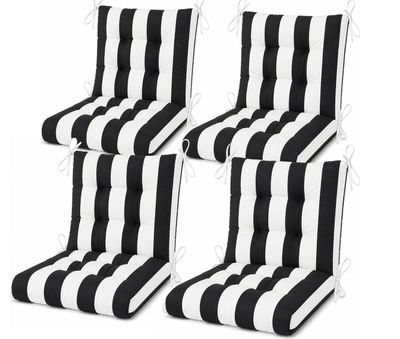 Outdoor Chair Cushions Set of 8 - White+Black
