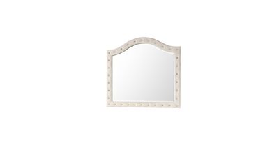 Sophia Modern Style Crystal Tufted Upholstery Mirror finished with Sophia Modern Style Crystal Tufted Upholstery Mirror finished with