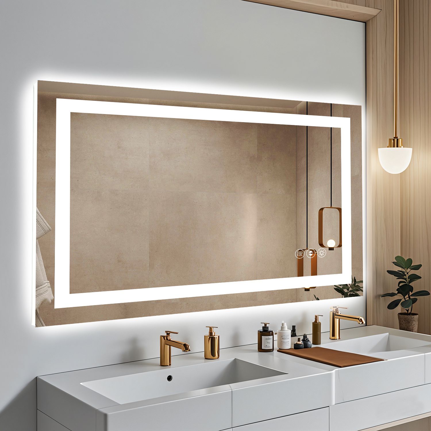 40x24 Inch Frameless LED Bathroom Mirror - White 40x24 Inch Frameless LED Bathroom Mirror - White