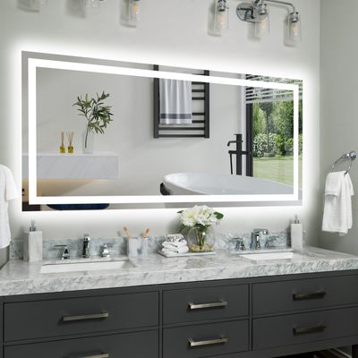 60x28 Inch Frameless LED Bathroom Mirror - White 60x28 Inch Frameless LED Bathroom Mirror - White