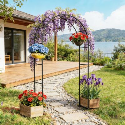 Outdoor Arbor Trellis, Wedding Arch Stand, Garden Arch - Black Outdoor Arbor Trellis, Wedding Arch Stand, Garden Arch - Black