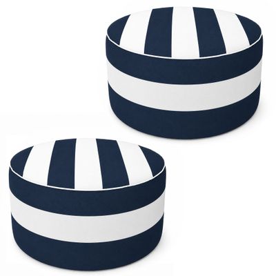 2 Pack Outdoor Inflatable Ottoman 21 2 Pack Outdoor Inflatable Ottoman 21"x21"x9" - Blue and White Stripes