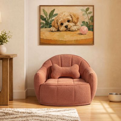 Louie 30.5" Modern Dog Sofa Bed with Bone Pillow - Orange