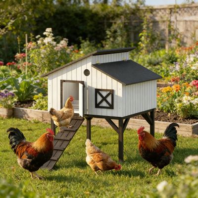 Pet House, Chicken Coop Hen House, Elevated Rabbit Hutch, Duck House
