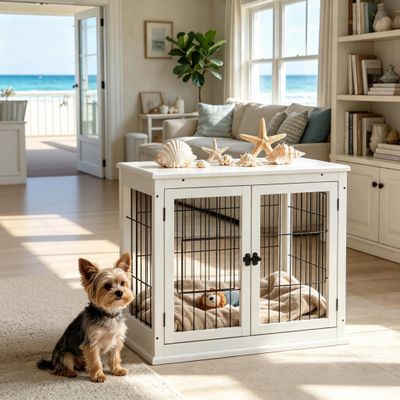 2 - in - 1 Design Dog Crate, Small Dog Cage with Double Entrances