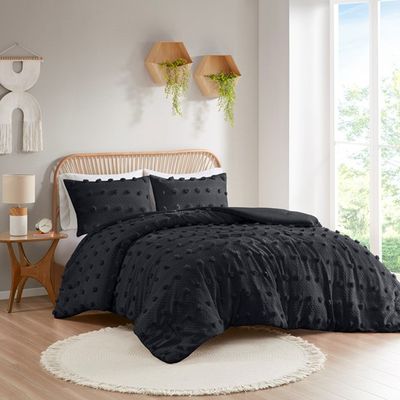 King/Cal King Clip Jacquard Comforter Set - Black